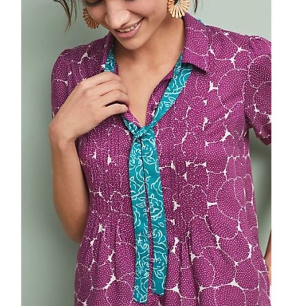 Anthropologie Maeve Neck Tie Top